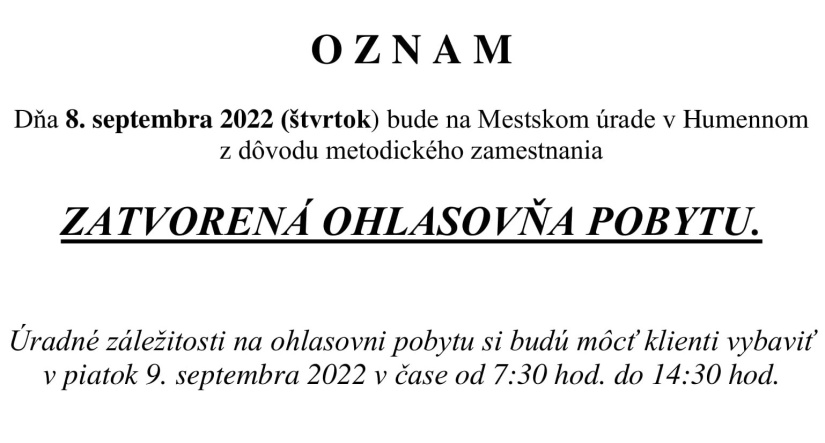 Zatvorená ohlasovňa pobytu