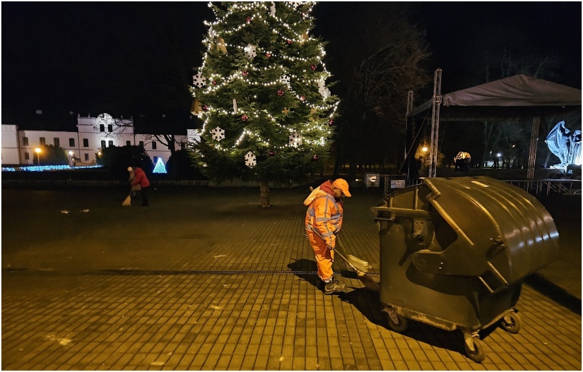 Čistenie mesta po silvestrovskej oslave