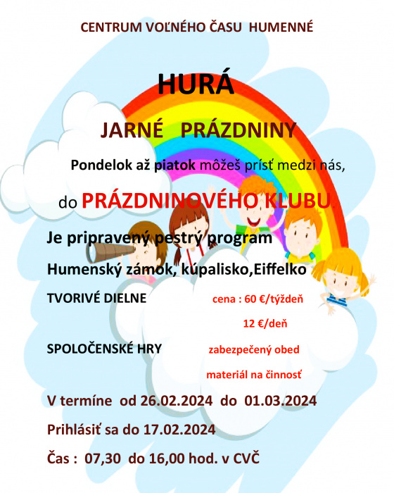 Jarné prázdniny v CVČ (26.2. - 1.3.)