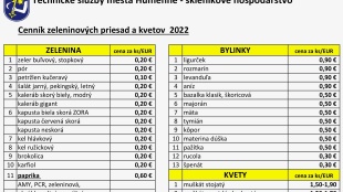 CENNÍK na predaj priesad a kvetov