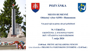 POZVÁNKA: 79. výročie ukončenia 2. svetovej vojny
