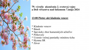 POZVÁNKA: 79. výročie ukončenia 2. svetovej vojny